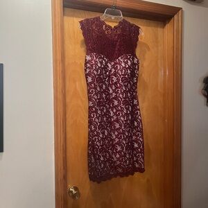 Elegant Lace Burgundy Dress